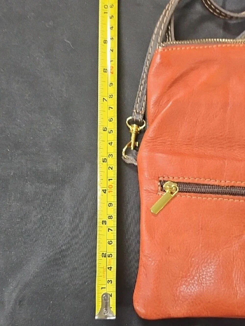 Vera Pelle Two-Tone Leather Crossbody in Brown and Rust